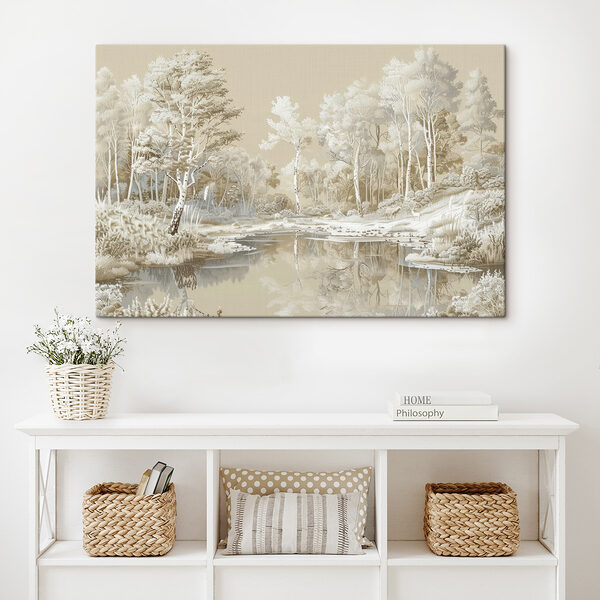 Rivière avec arbres et neige Rivière avec arbres et neige