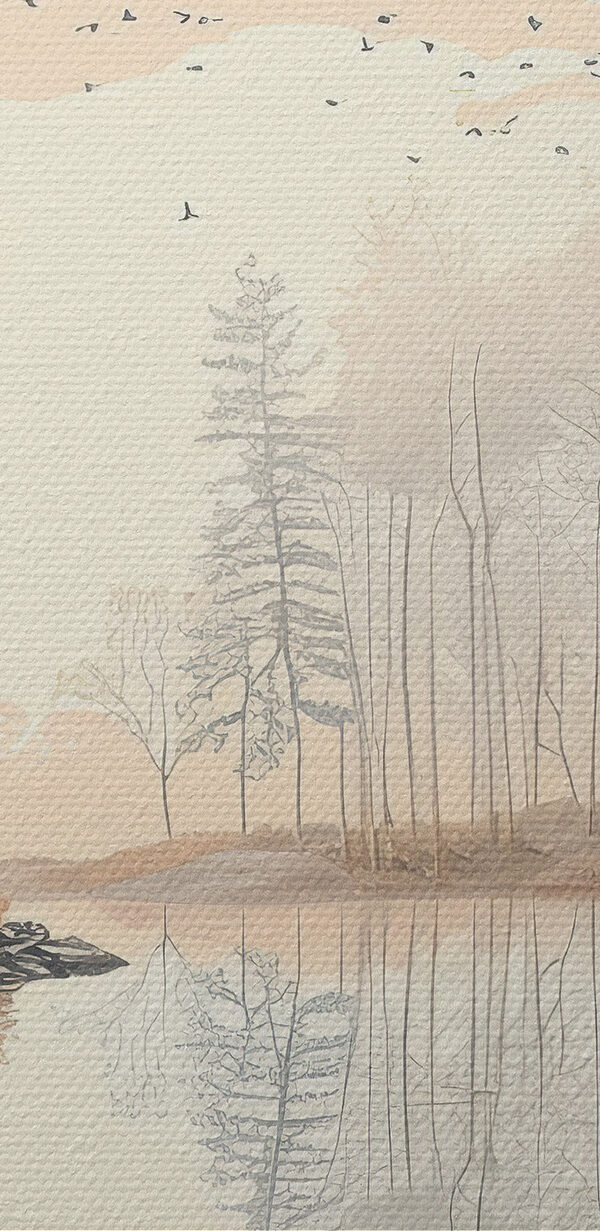 Lac avec arbres et oiseaux Lac avec arbres et oiseaux