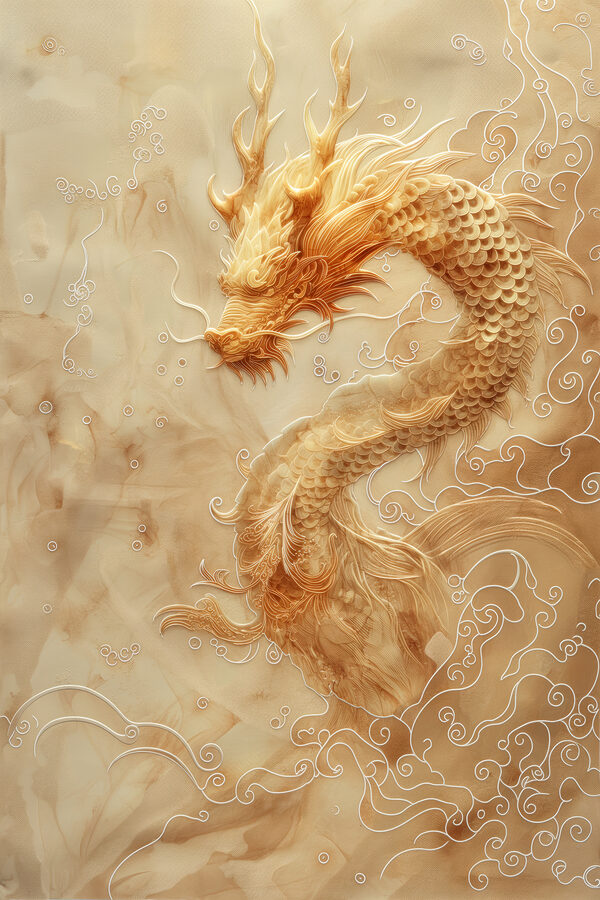 Dragon majestueux dans des nuages tourbillonnants. Dragon majestueux dans des nuages tourbillonnants.