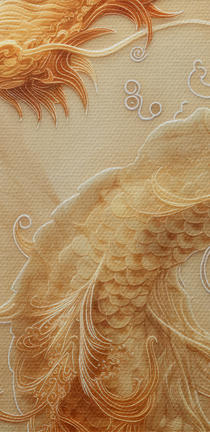 Dragon majestueux dans des nuages tourbillonnants.