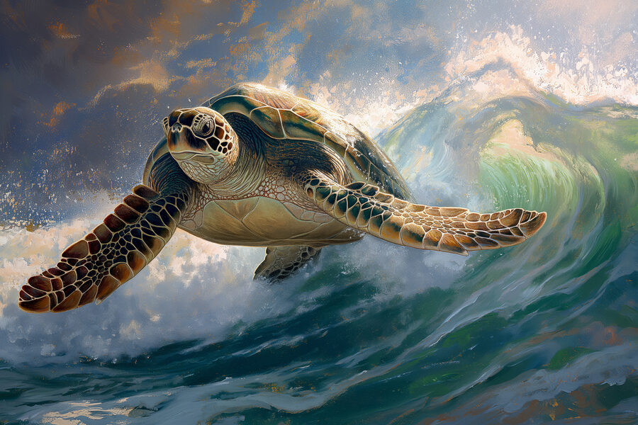 Tableaux Tortue de mer nageant dans l'océan – Image 9