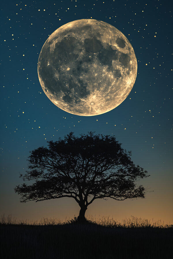 Arbre et lune dans le ciel Arbre et lune dans le ciel