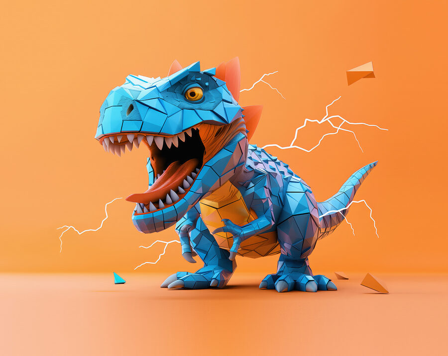 Dinosaure bleu avec des éclairs qui en sortent Dinosaure bleu avec des éclairs qui en sortent
