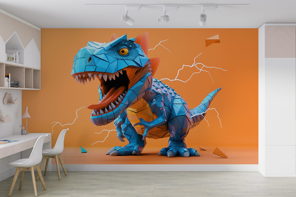 Blue dinosaur with lightning coming out of it