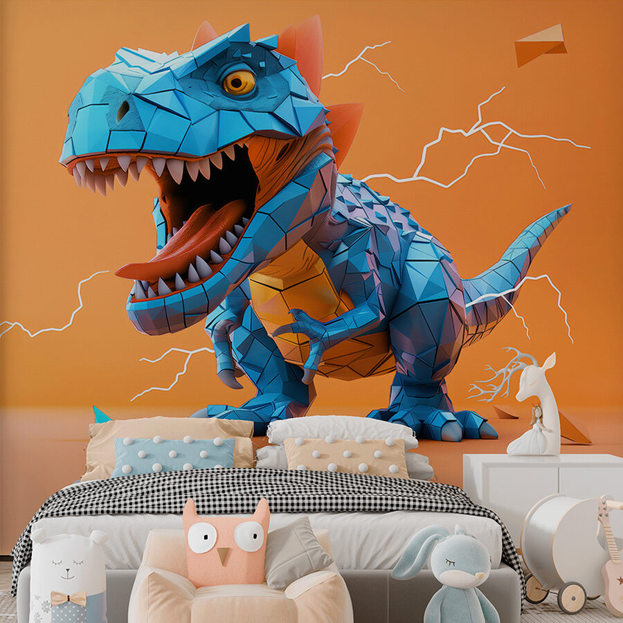 Dinosaure bleu avec des éclairs qui en sortent Dinosaure bleu avec des éclairs qui en sortent