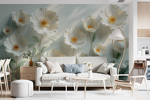 Groupe de fleurs blanches avec des feuilles vertes Groupe de fleurs blanches avec des feuilles vertes