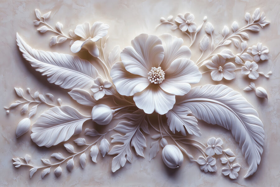 Fleur et feuilles blanches