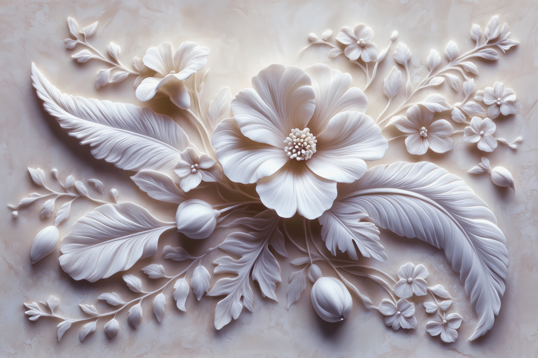 White flower and leaves