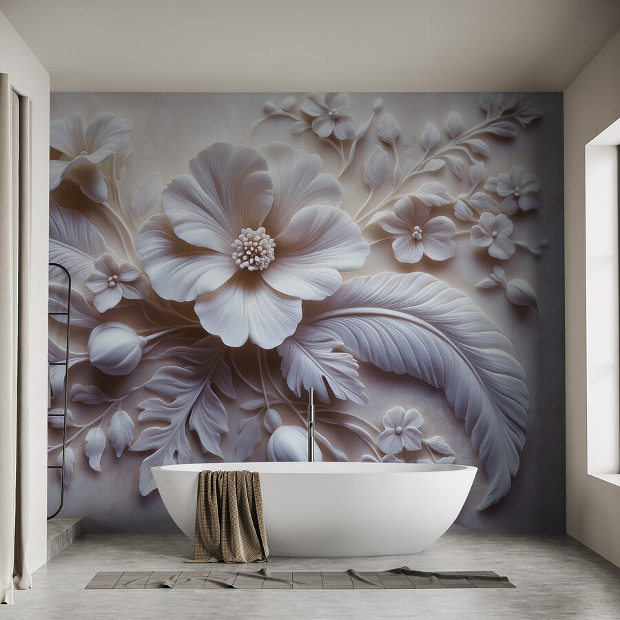 Fleur et feuilles blanches