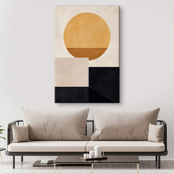 Yellow circle and black squares Yellow circle and black squares