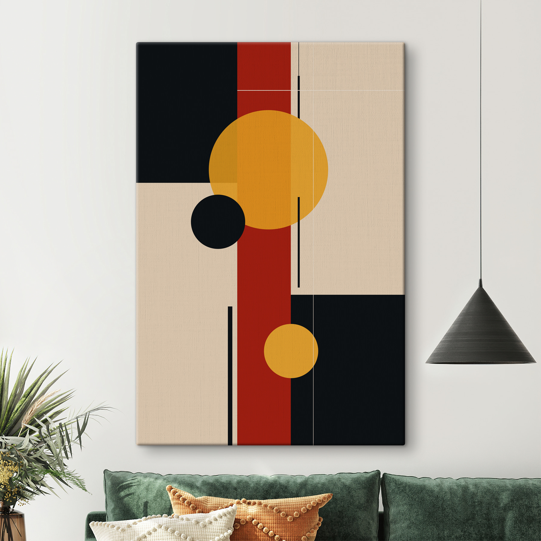 Colorful art piece with circles and lines