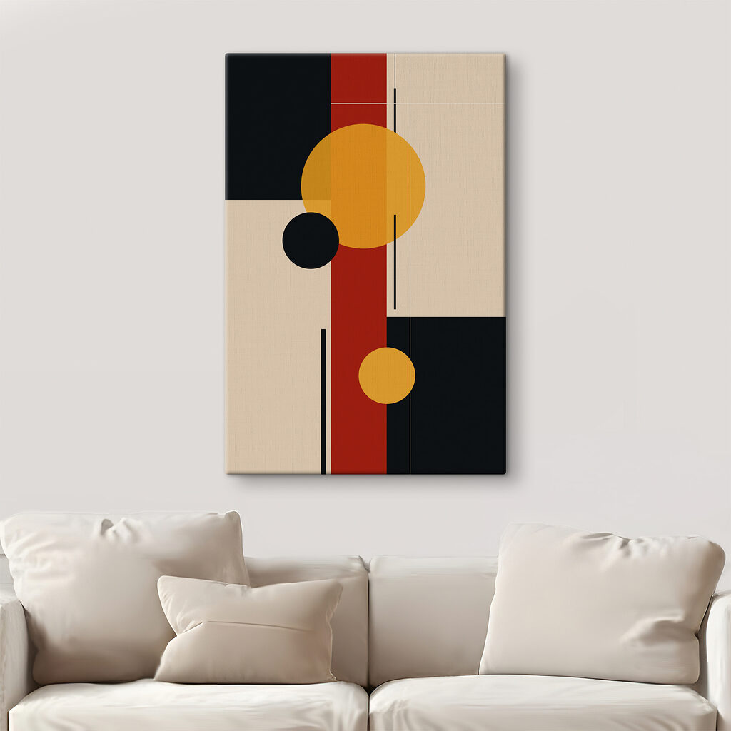 Colorful art piece with circles and lines