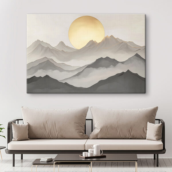 Peinture de montagnes et de soleil Peinture de montagnes et de soleil