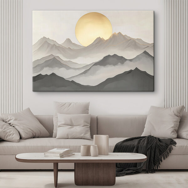 Peinture de montagnes et de soleil Peinture de montagnes et de soleil