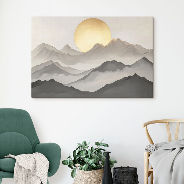 Peinture de montagnes et de soleil Peinture de montagnes et de soleil