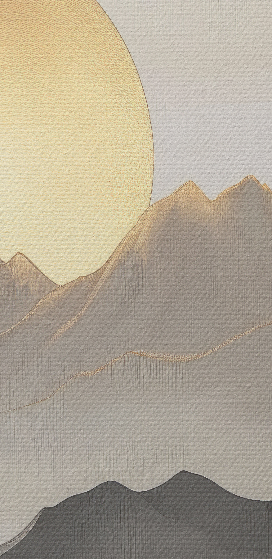 Peinture de montagnes et de soleil
