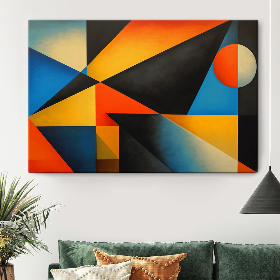 Pièce d'art colorée avec un cercle