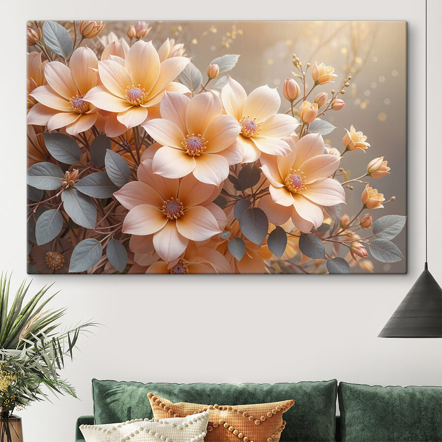 Groupe de fleurs avec feuilles