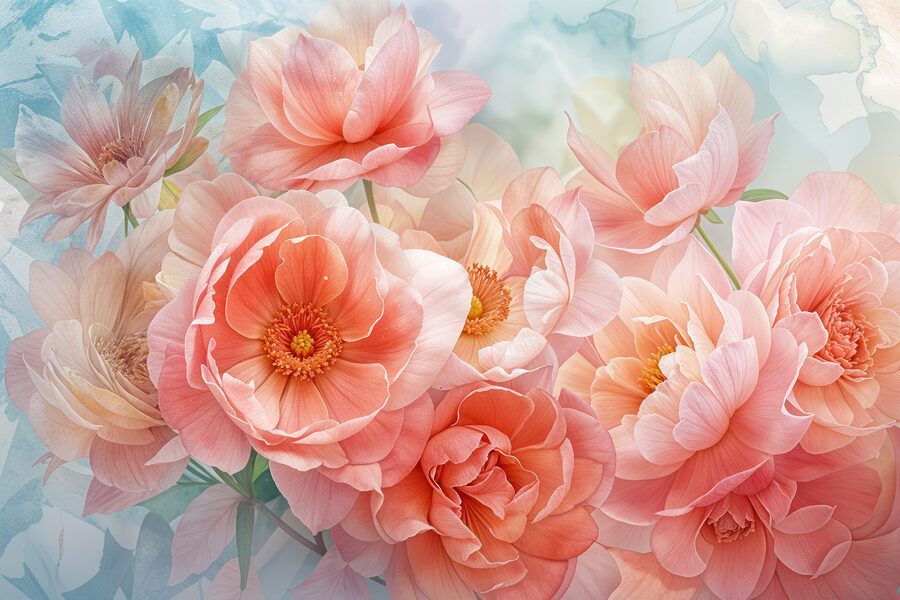 Groupe de fleurs roses