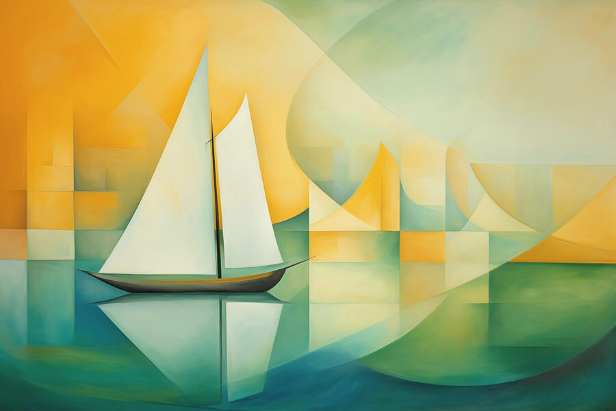 Peinture d'un voilier sur l'eau