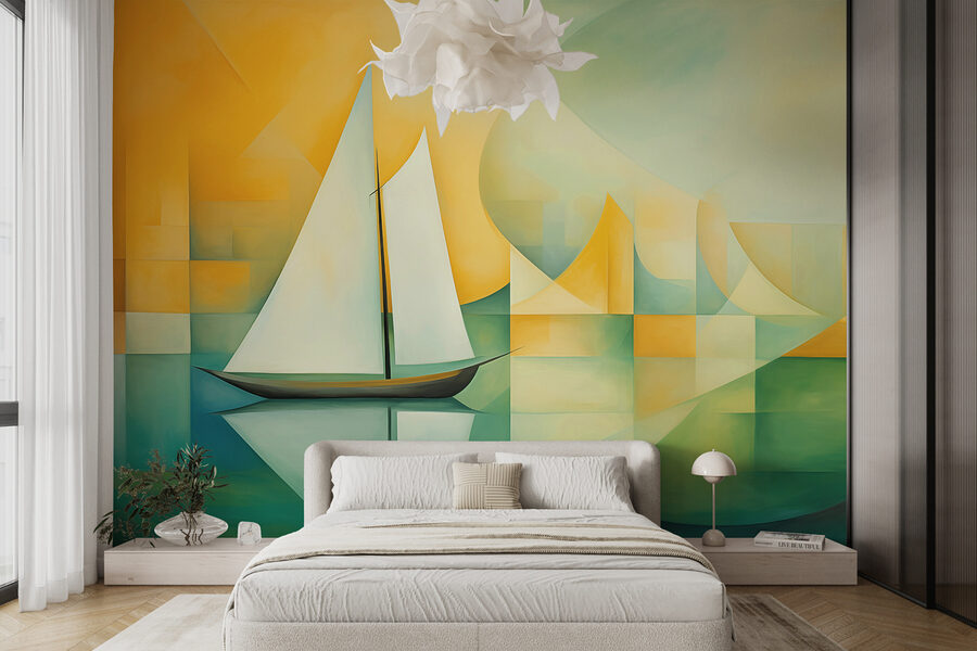 Peinture d'un voilier sur l'eau