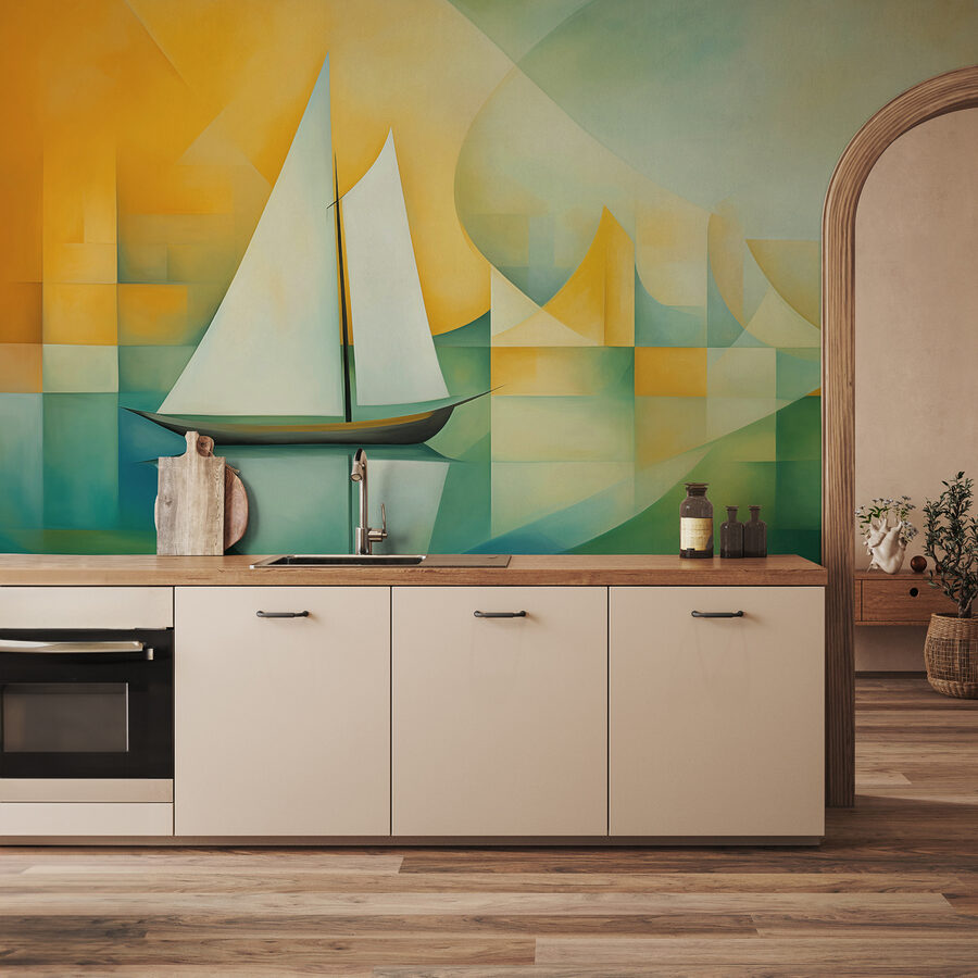 Peinture d'un voilier sur l'eau