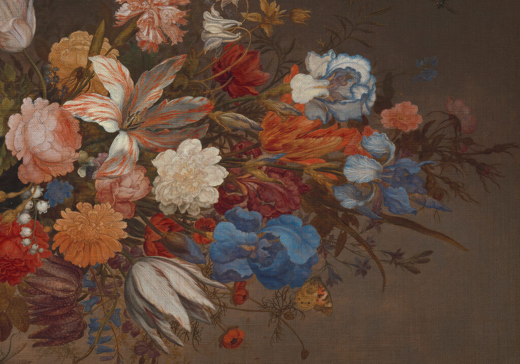 Peinture de fleurs sur une surface brune Peinture de fleurs sur une surface brune