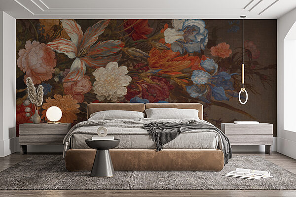 Peinture de fleurs sur une surface brune Peinture de fleurs sur une surface brune