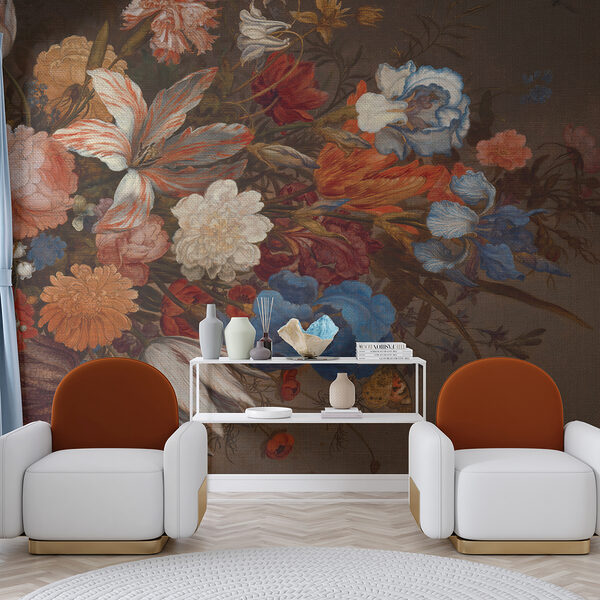 Peinture de fleurs sur une surface brune Peinture de fleurs sur une surface brune