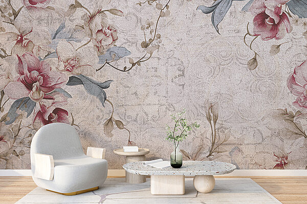 Gros plan d'un motif floral w08149pig17r 600x400 - Gros plan d'un motif floral