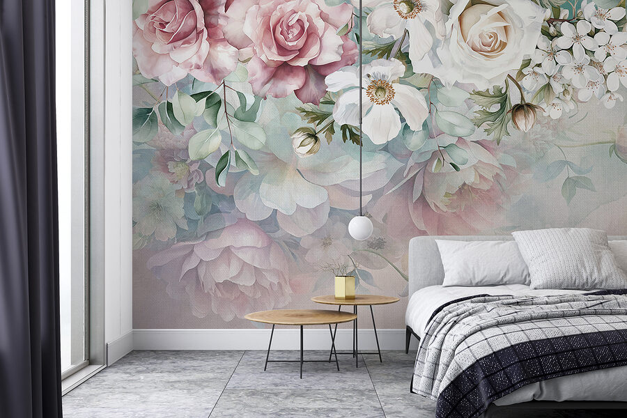 Peinture de fleurs sur une surface