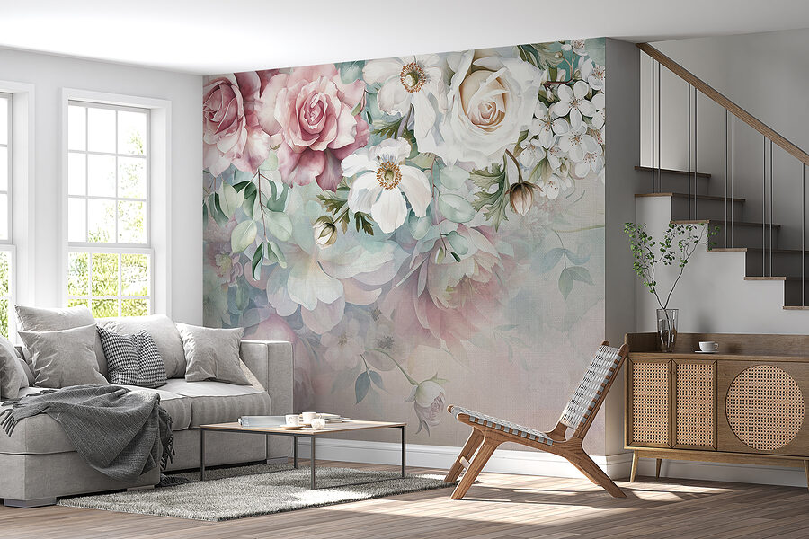 Peinture de fleurs sur une surface