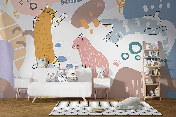 Groupe de chats sur fond coloré Groupe de chats sur fond coloré