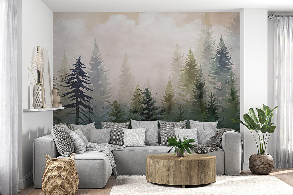 Painting of trees in the fog Painting of trees in the fog