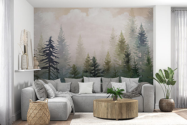 Peinture d'arbres dans le brouillard Peinture d'arbres dans le brouillard