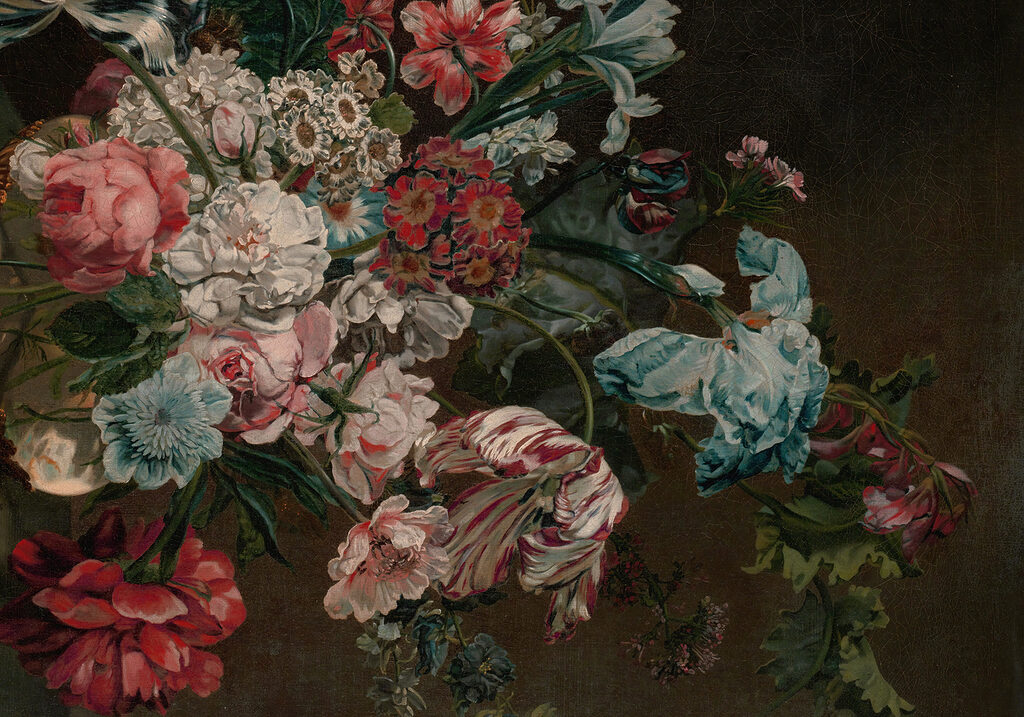 Peinture de fleurs sur fond sombre Peinture de fleurs sur fond sombre
