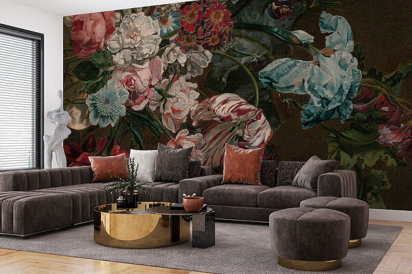 Peinture de fleurs sur fond sombre Peinture de fleurs sur fond sombre