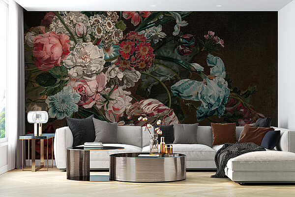 Peinture de fleurs sur fond sombre Peinture de fleurs sur fond sombre