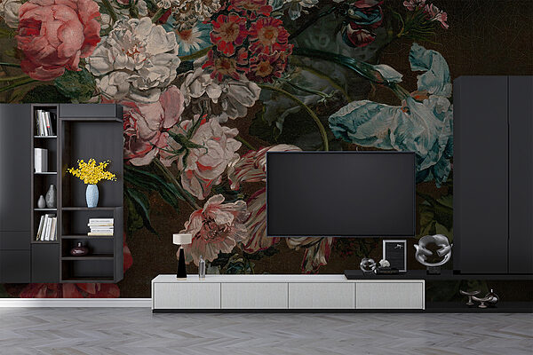 Peinture de fleurs sur fond sombre Peinture de fleurs sur fond sombre
