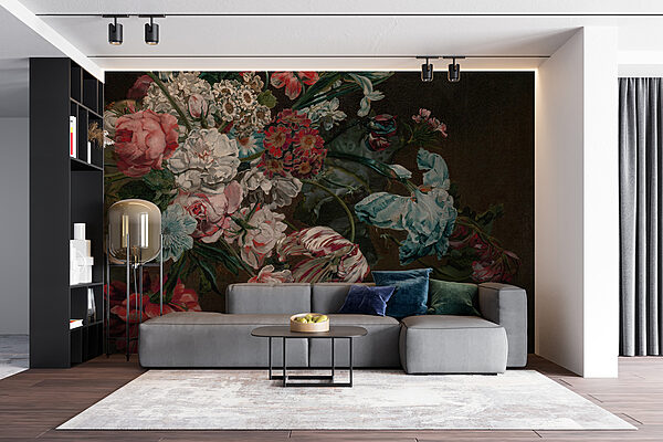 Peinture de fleurs sur fond sombre Peinture de fleurs sur fond sombre