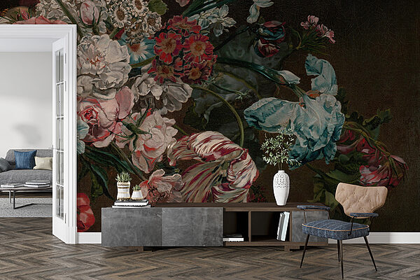 Peinture de fleurs sur fond sombre Peinture de fleurs sur fond sombre