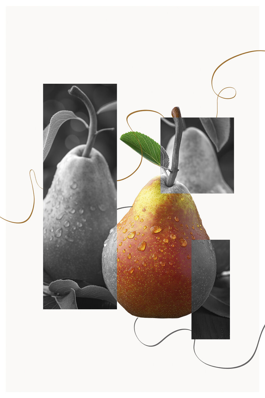Poire avec gouttes d'eau