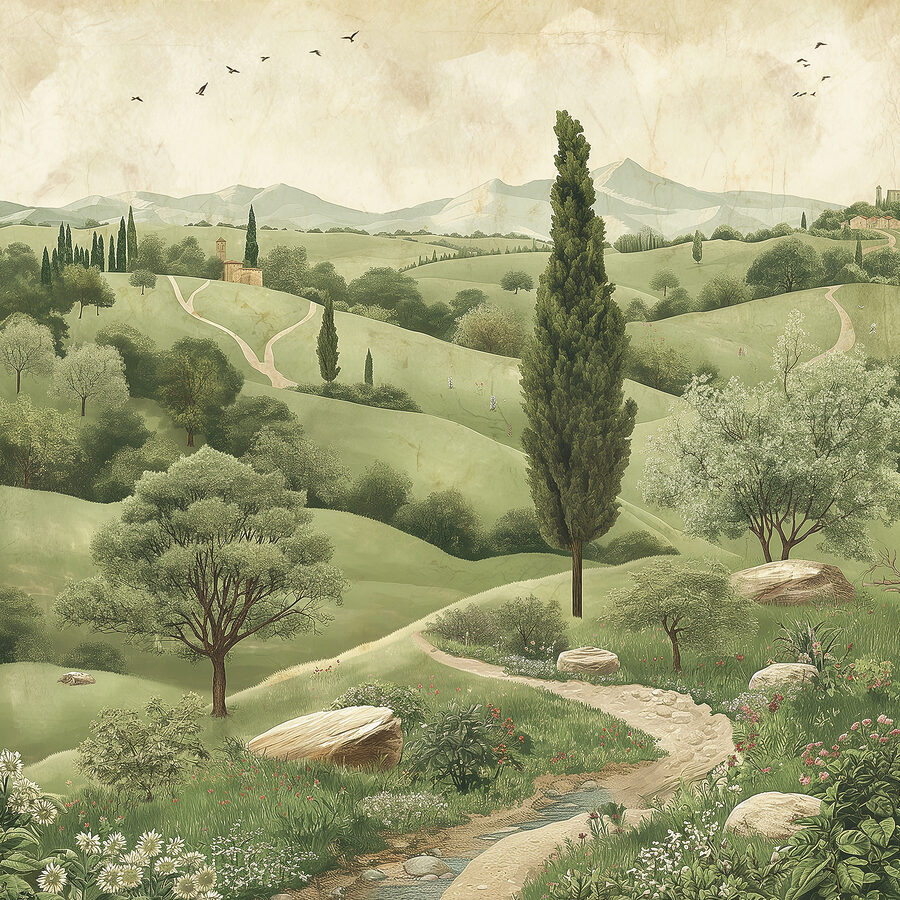 Paysage avec des arbres et une route