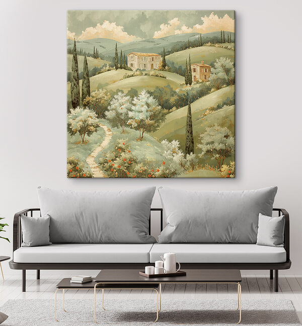 Peinture d'une maison sur une colline Peinture d'une maison sur une colline