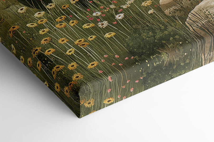 Peinture d'un paysage avec des arbres et des collines Peinture d'un paysage avec des arbres et des collines