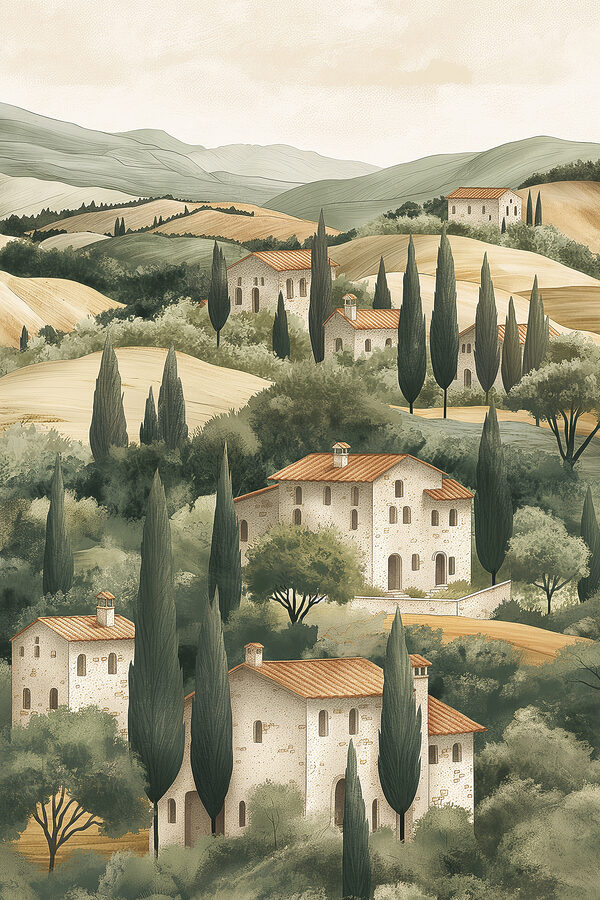 Landscape with houses and trees Landscape with houses and trees