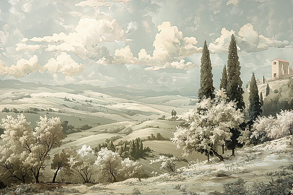Paysage avec arbres et collines Paysage avec arbres et collines