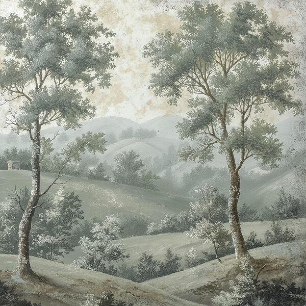 Peinture d'arbres sur une colline Peinture d'arbres sur une colline
