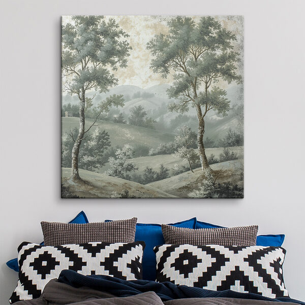 Peinture d'arbres sur une colline Peinture d'arbres sur une colline
