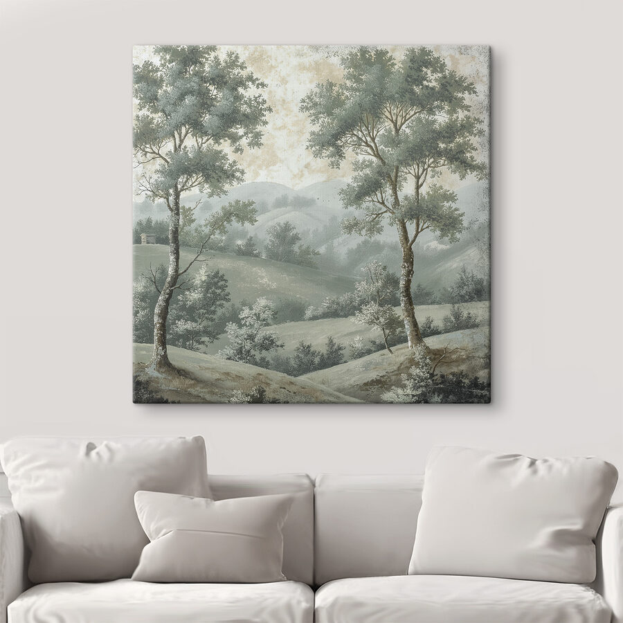Peinture d'arbres sur une colline